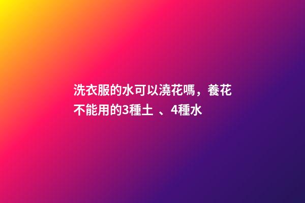 洗衣服的水可以澆花嗎，養花不能用的3種土、4種水-第1張-觀點-玄機派